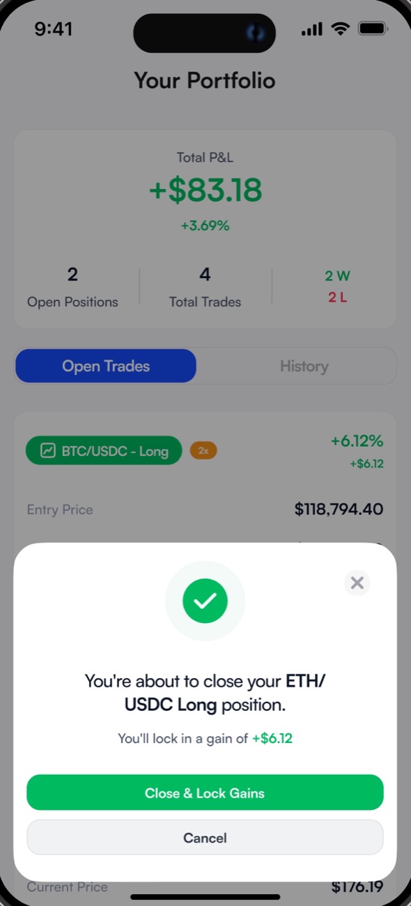 Closing a winning position: You'll lock in a gain, with Close & Lock Gains